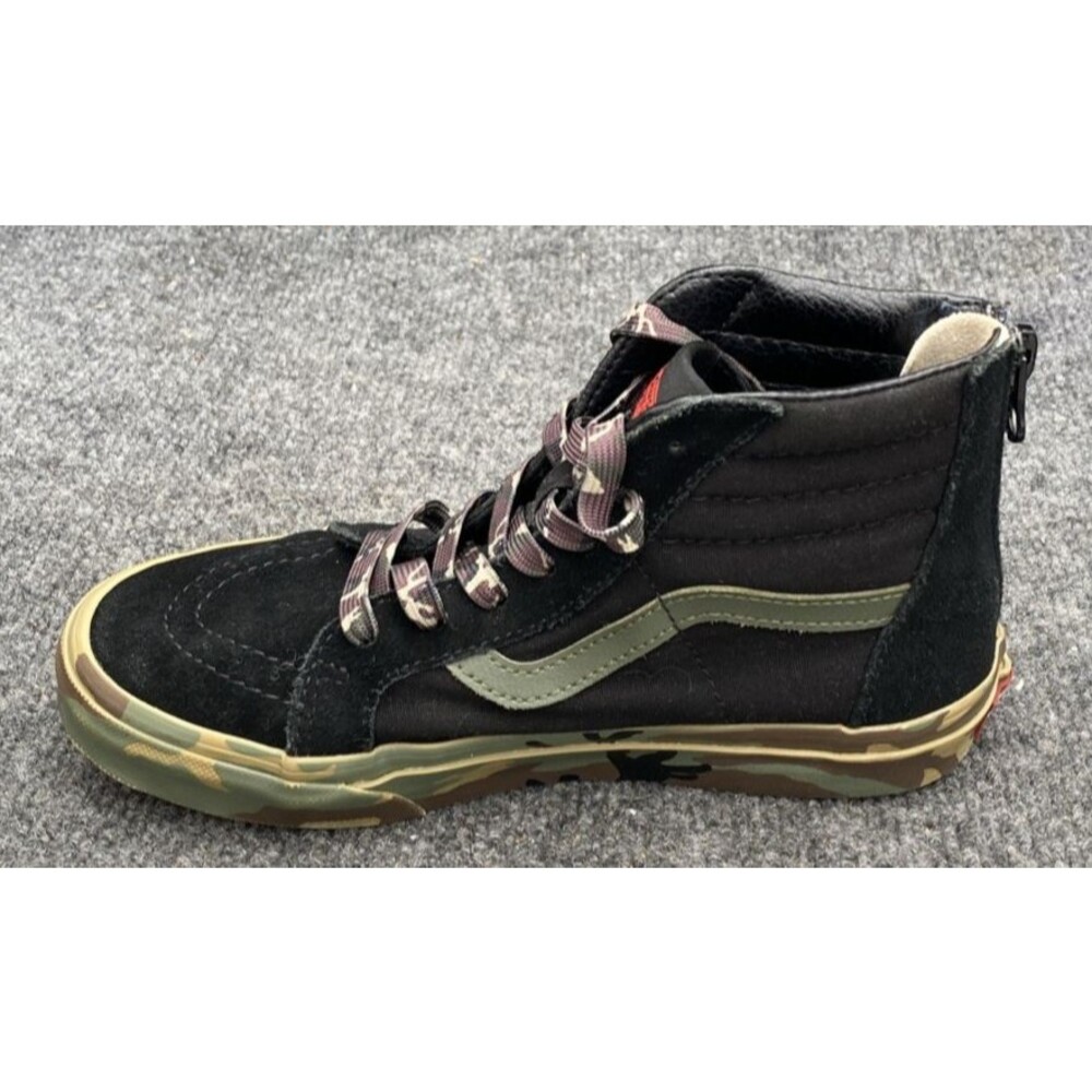 Vans Sk8-Hi Zip Kids Shoes Size 3.0 Camo Black Green High Top Skate Sneakers Boy - Picture 2 of 10
